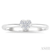1/10 Ctw Lovebright Petite Heart Shape Round Cut Diamond Fashion Ring in 10K White Gold